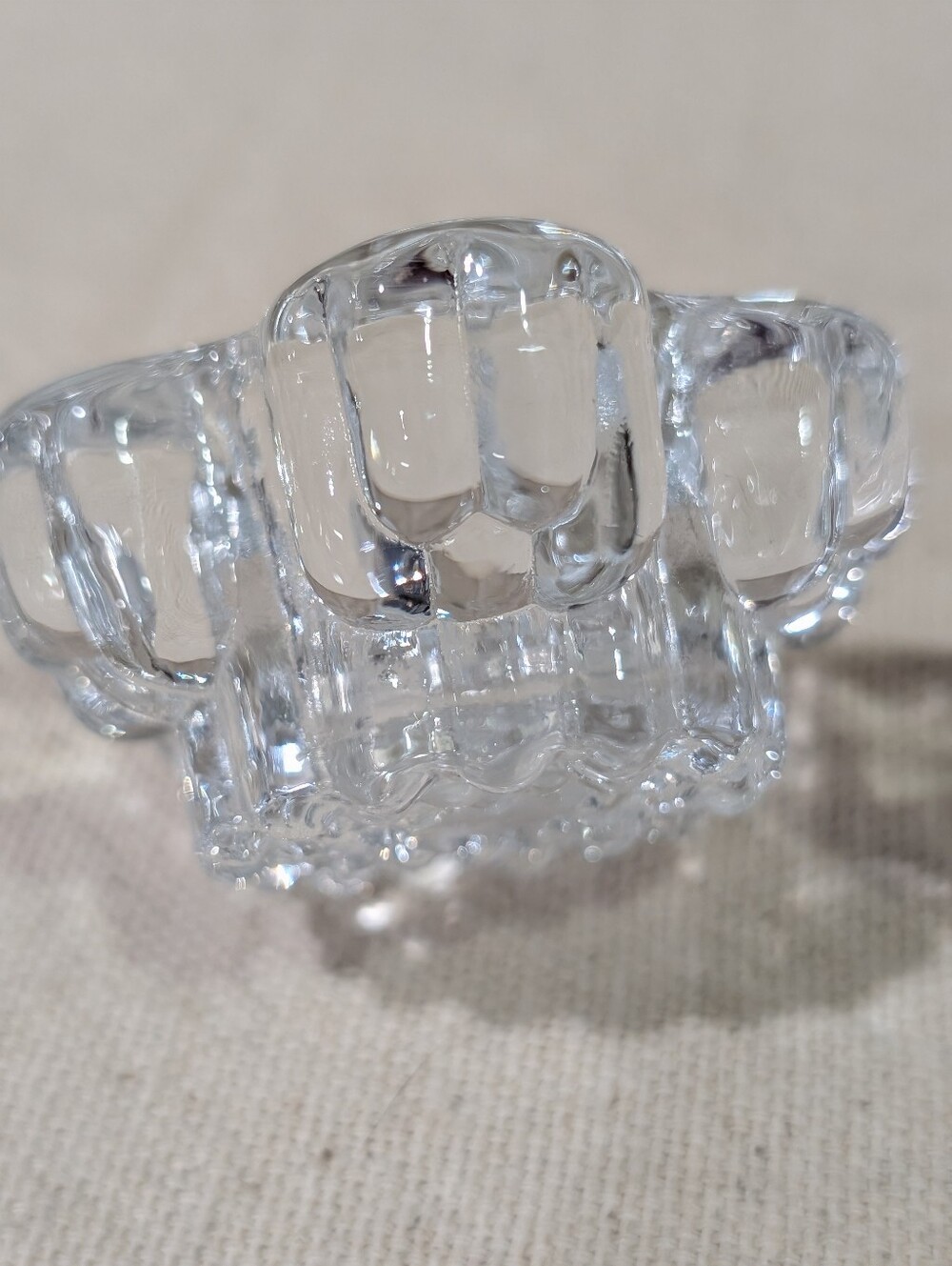 Vintage Crystal Taper Candle Holders Pair Flower Shaped Made in Taiwan Romantic - Picture 3 of 6